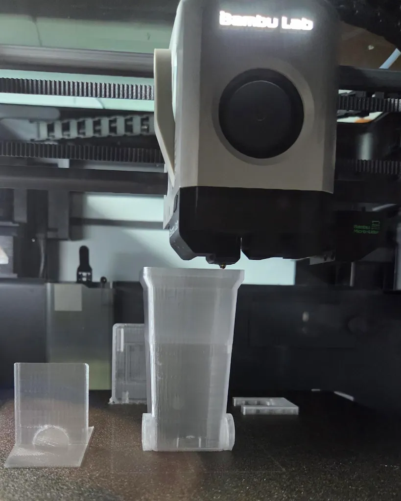 Photo of the bindicator shell being 3D printed